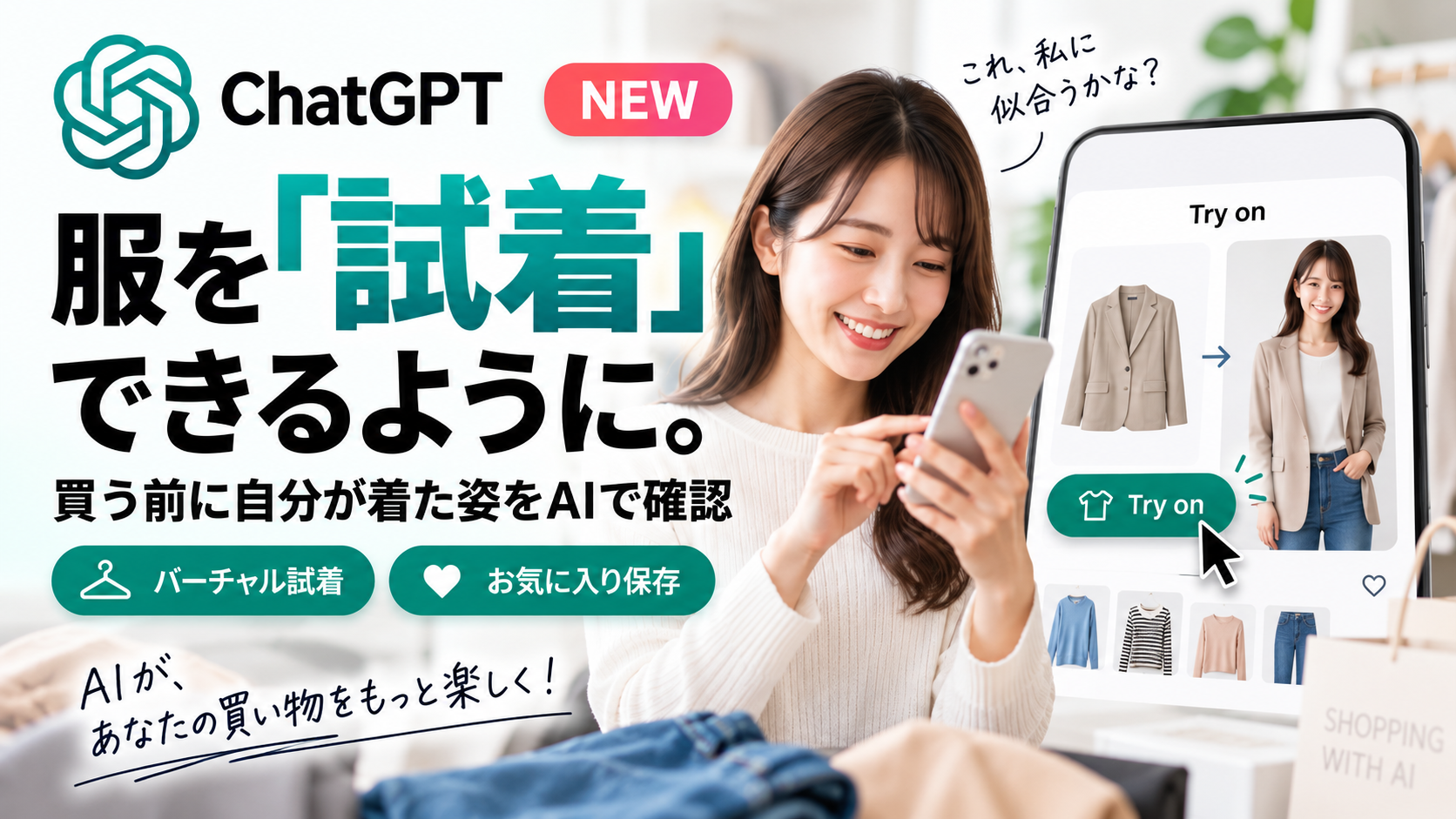 ChatGPTで服を「試着」できるように。買う前に自分が着た姿をAIで確認