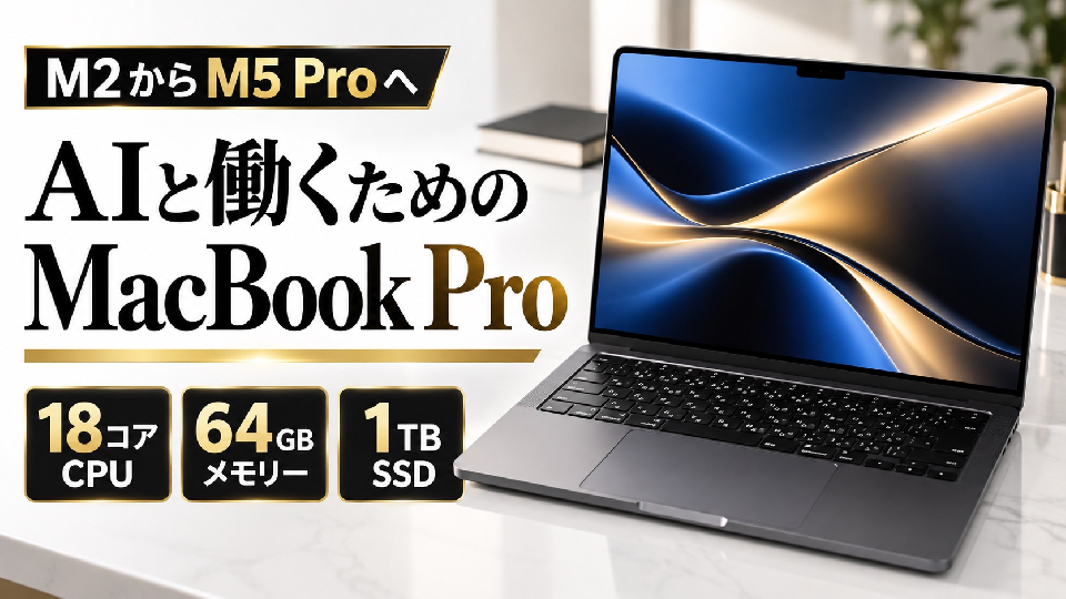 AIと働くためのMacBook Pro:18コアCPU・64GBメモリー・1TB SSD
