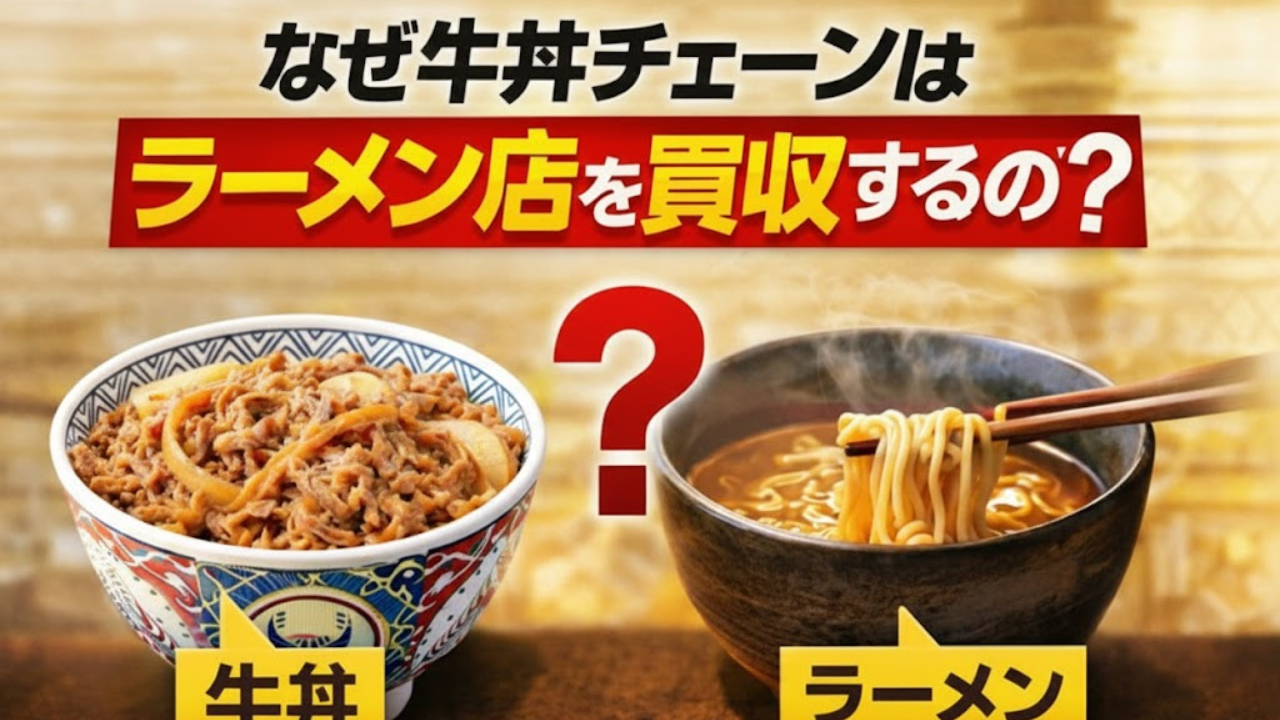 【マーケティング】なぜ牛丼チェーン（吉野家・松屋）は倒産件数の増えているラーメン屋を買収するのか？