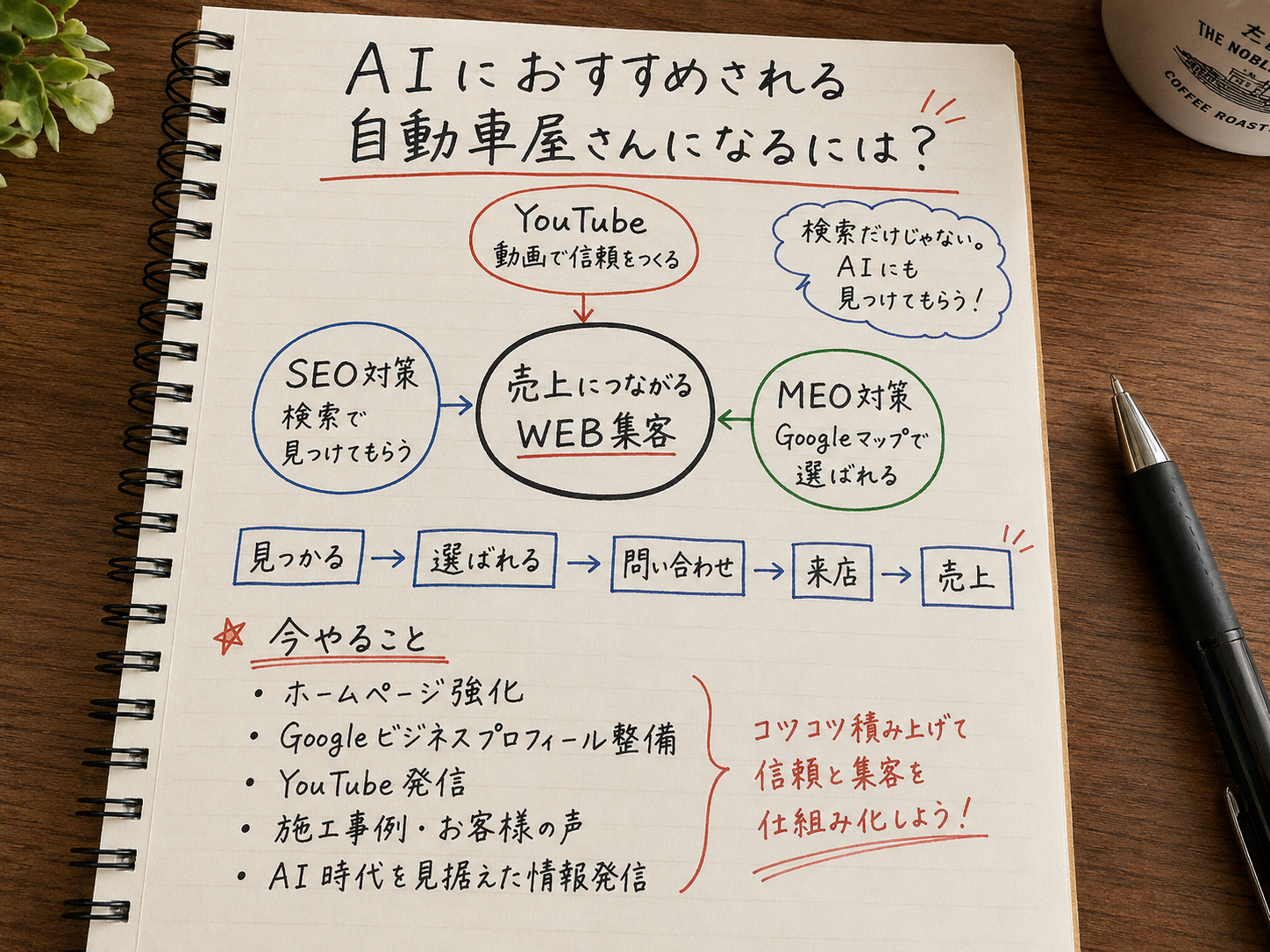 AIにおすすめされる自動車屋さんになるには？YouTube・SEO・MEOの集客戦略